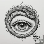 Tattoo design a single, unblinking snake’s ey… – tattoo sketch (№1754659482_0, 08.08.2025 13:24) — tattoovalue.net