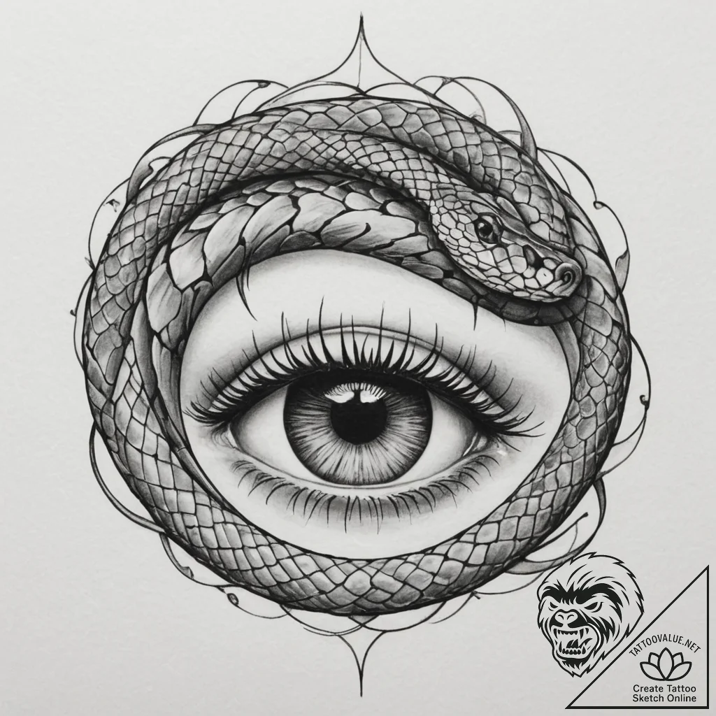 Tattoo design a single, unblinking snake's ey... - tattoo sketch (№1754659482_0, 08.08.2025 13:24) — tattoovalue.net