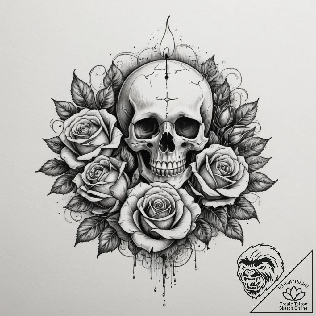 Tattoo sketch a single, elegant candle, flick... - tattoo sketch (№1754659892_0, 08.08.2025 13:31) — tattoovalue.net