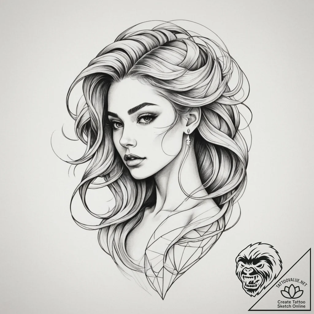 Tattoo sketch a geometric shape whose lines a... - tattoo sketch (№1754660297_0, 08.08.2025 13:38) — tattoovalue.net