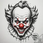 Clown, concept art for tattoo, black and whit… – tattoo sketch (№1754660902_0, 08.08.2025 13:48) — tattoovalue.net