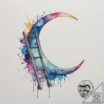 Ladder leaning on the moon, tattoo line art,… – tattoo sketch (№1754661101_0, 08.08.2025 13:51) — tattoovalue.net