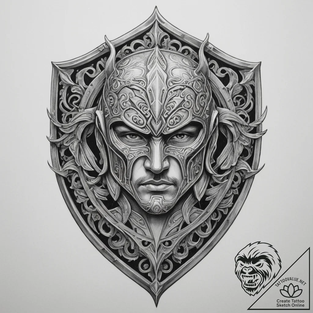 Tattoo sketch a powerful shield wall of ancie... - tattoo sketch (№1754661501_0, 08.08.2025 13:58) — tattoovalue.net