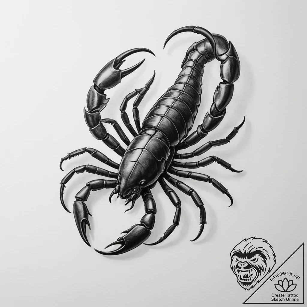 Tattoo design a realistic scorpio scorpion, w... - tattoo sketch (№1754661903_0, 08.08.2025 14:05) — tattoovalue.net