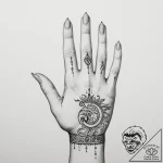 Tattoo design a hand with a small, abstract p… – tattoo sketch (№1754662308_0, 08.08.2025 14:11) — tattoovalue.net
