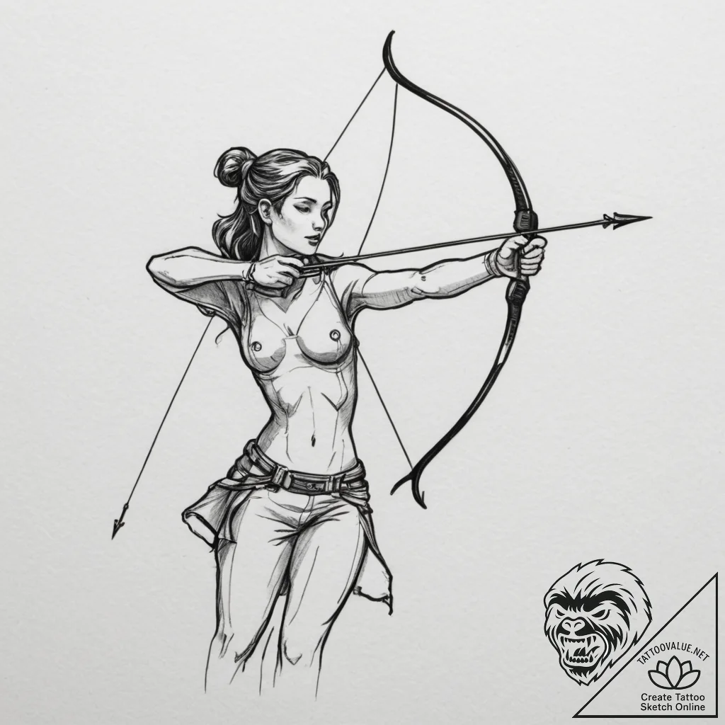 Tattoo sketch a sagittarius archer aiming at... - tattoo sketch (№1754663305_0, 08.08.2025 14:28) — tattoovalue.net