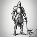 Tattoo sketch a medieval knight in full armor… – tattoo sketch (№1754664311_0, 08.08.2025 14:45) — tattoovalue.net
