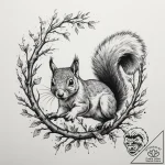 A squirrel mid-leap between two tree branches… – tattoo sketch (№1754665512_0, 08.08.2025 15:05) — tattoovalue.net