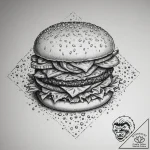Hamburger, concept art for tattoo, dotwork ta… – tattoo sketch (№1754665716_0, 08.08.2025 15:08) — tattoovalue.net