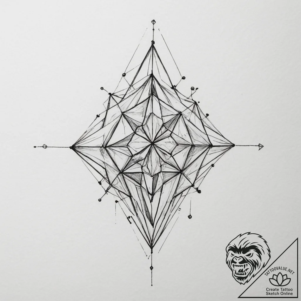 Tattoo sketch a fine line depiction of a crys... - tattoo sketch (№1754666121_0, 08.08.2025 15:15) — tattoovalue.net