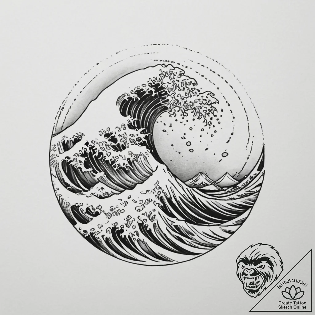 Tattoo design a traditional japanese wave pat... - tattoo sketch (№1754667128_0, 08.08.2025 15:32) — tattoovalue.net