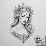 Tattoo sketch: a serene, yet haunting, depict… – tattoo sketch (№1754667732_0, 08.08.2025 15:42) — tattoovalue.net
