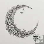Tattoo design a crescent moon with a smaller… – tattoo sketch (№1754667930_0, 08.08.2025 15:45) — tattoovalue.net