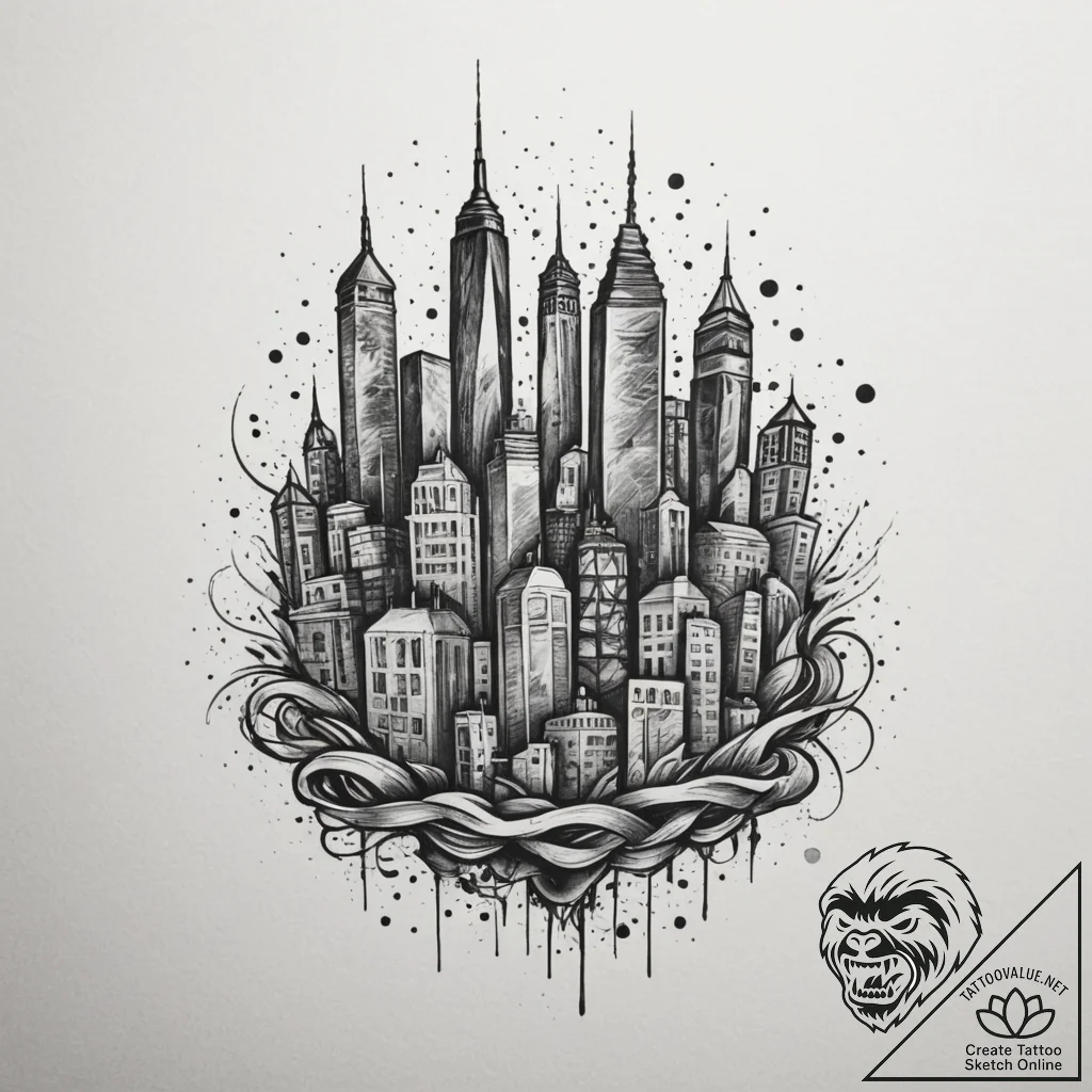 A blurred, abstract photo of city lights at n... - tattoo sketch (№1754668130_0, 08.08.2025 15:48) — tattoovalue.net