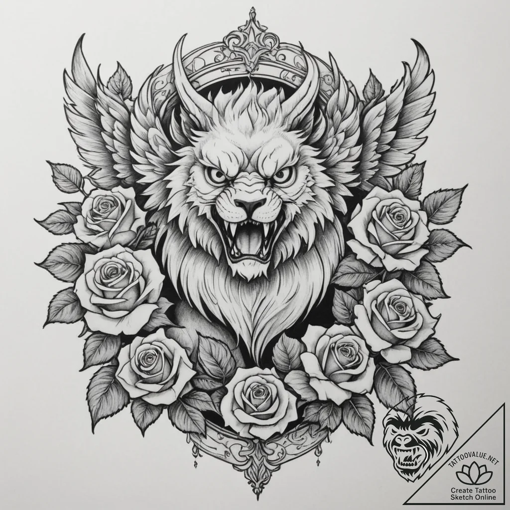 Tattoo design a powerful griffin, majestic an... - tattoo sketch (№1754668332_0, 08.08.2025 15:52) — tattoovalue.net
