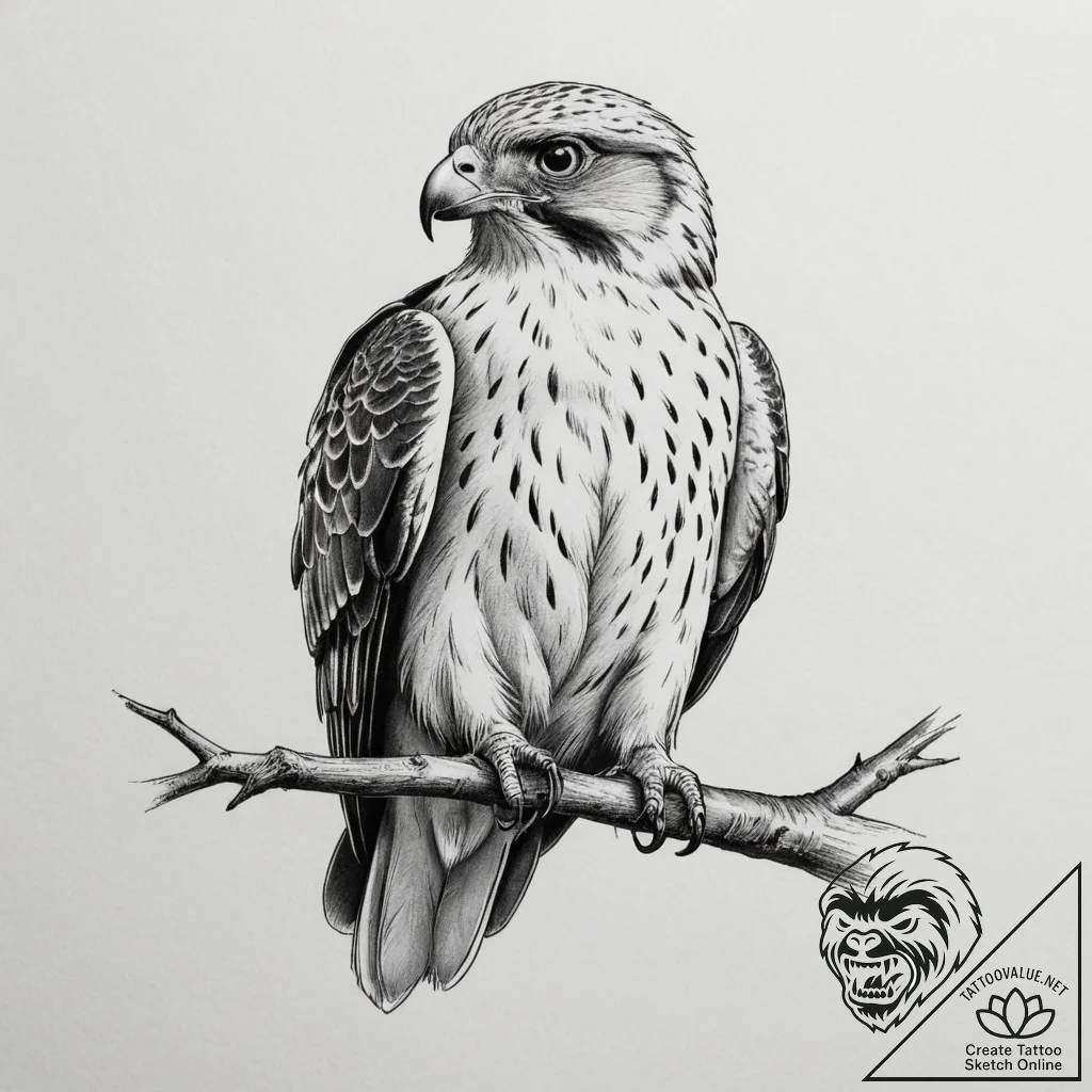 Tattoo sketch a swift falcon or hawk, for pre... - tattoo sketch (№1754671146_0, 08.08.2025 16:39) — tattoovalue.net