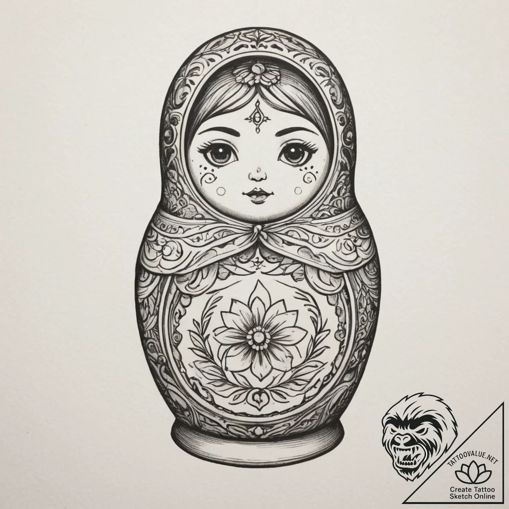 Matryoshka doll (is there, but can be a set),... - tattoo sketch (№1754672138_0, 08.08.2025 16:55) — tattoovalue.net