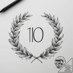 Tattoo sketch a number “100%” with a laurel w… – tattoo sketch (№1754673926_0, 08.08.2025 17:25) — tattoovalue.net