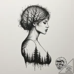A human silhouette filled with a forest/galax… – tattoo sketch (№1754674124_0, 08.08.2025 17:28) — tattoovalue.net