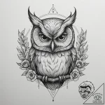 Owl with skull, concept art for tattoo, black… – tattoo sketch (№1754674321_0, 08.08.2025 17:32) — tattoovalue.net