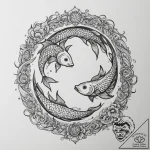 Tattoo design pisces fish, with neptune’s gly… – tattoo sketch (№1754675112_0, 08.08.2025 17:45) — tattoovalue.net