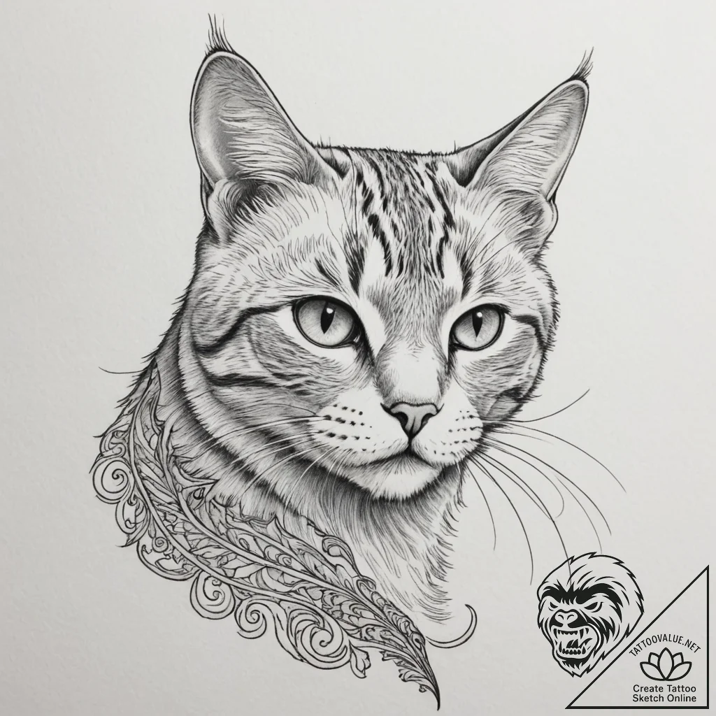 A close-up of a cat's whiskers., artistic tat... - tattoo sketch (№1754675707_0, 08.08.2025 17:55) — tattoovalue.net