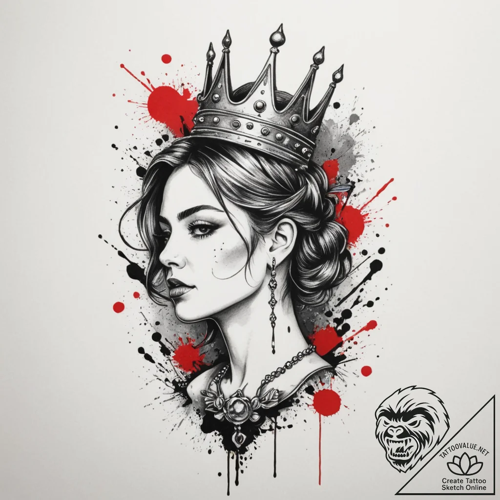 Tattoo design 'player 1' with a crown above i... - tattoo sketch (№1754676506_0, 08.08.2025 18:08) — tattoovalue.net