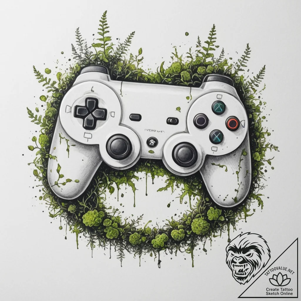 Tattoo design a game controller merging with... - tattoo sketch (№1754676710_0, 08.08.2025 18:11) — tattoovalue.net