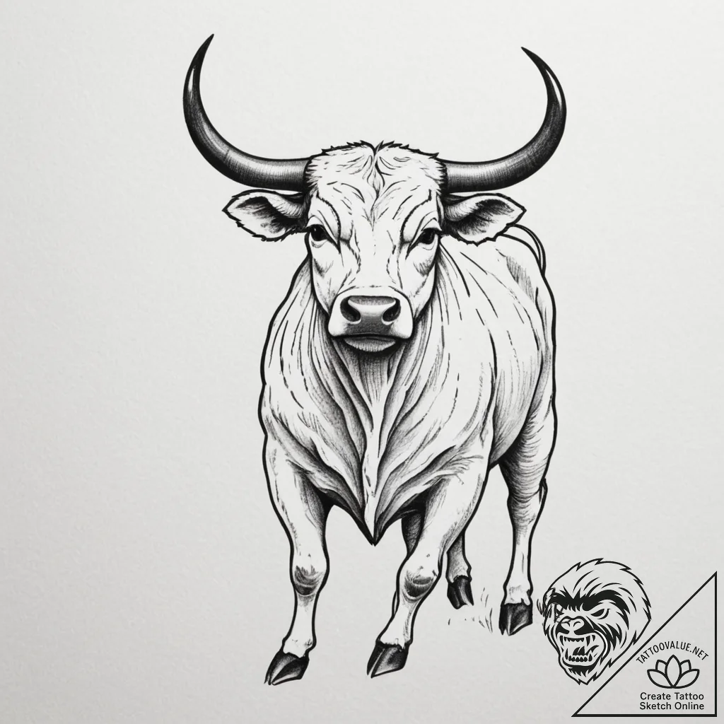 Tattoo design a taurus bull's silhouette in s... - tattoo sketch (№1754677115_0, 08.08.2025 18:18) — tattoovalue.net