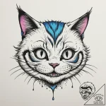 Cheshire cat, tattoo sketch design, on a clea… – tattoo sketch (№1754677315_0, 08.08.2025 18:21) — tattoovalue.net