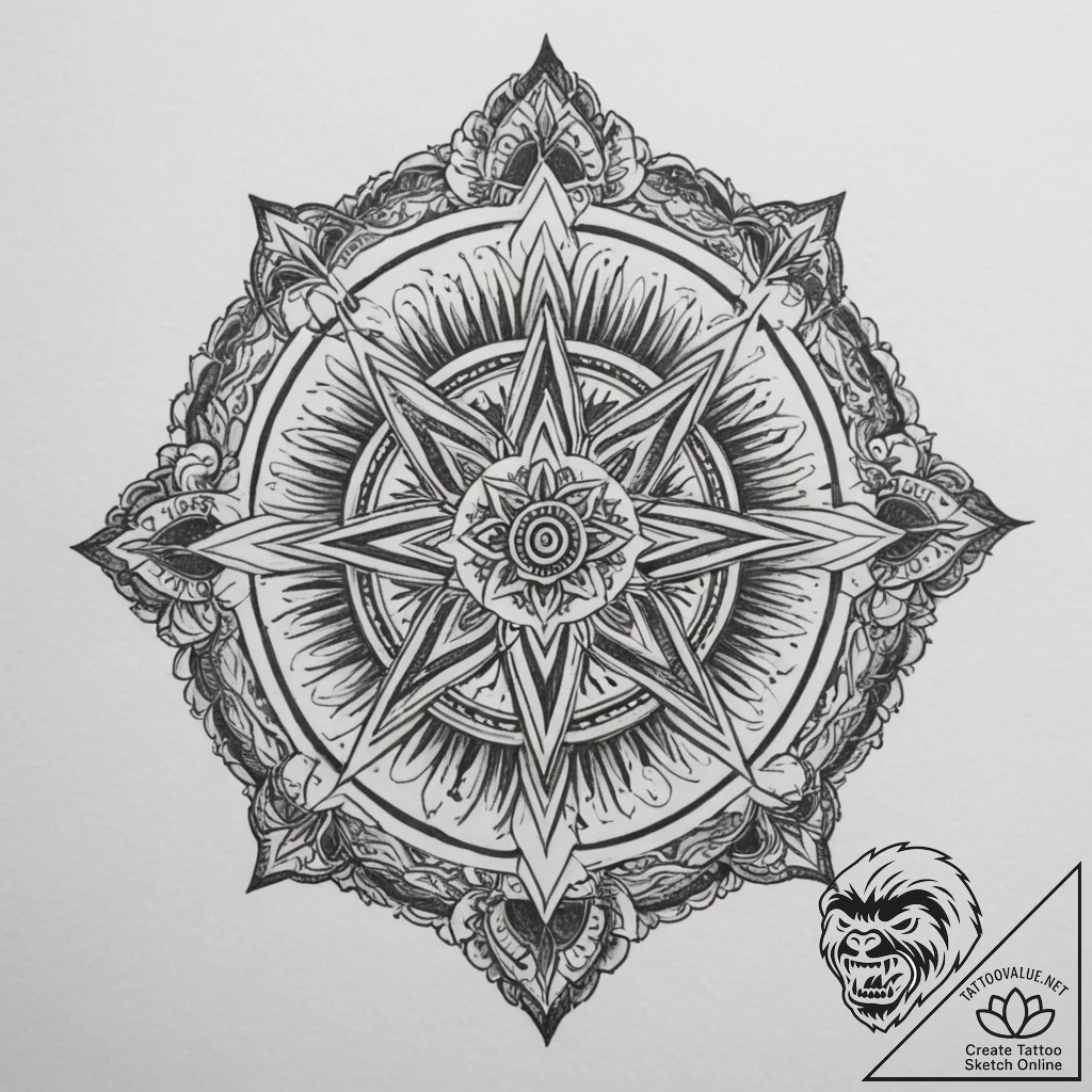 Tattoo sketch: a bold kolovrat, with each ray... - tattoo sketch (№1754679931_0, 08.08.2025 19:05) — tattoovalue.net