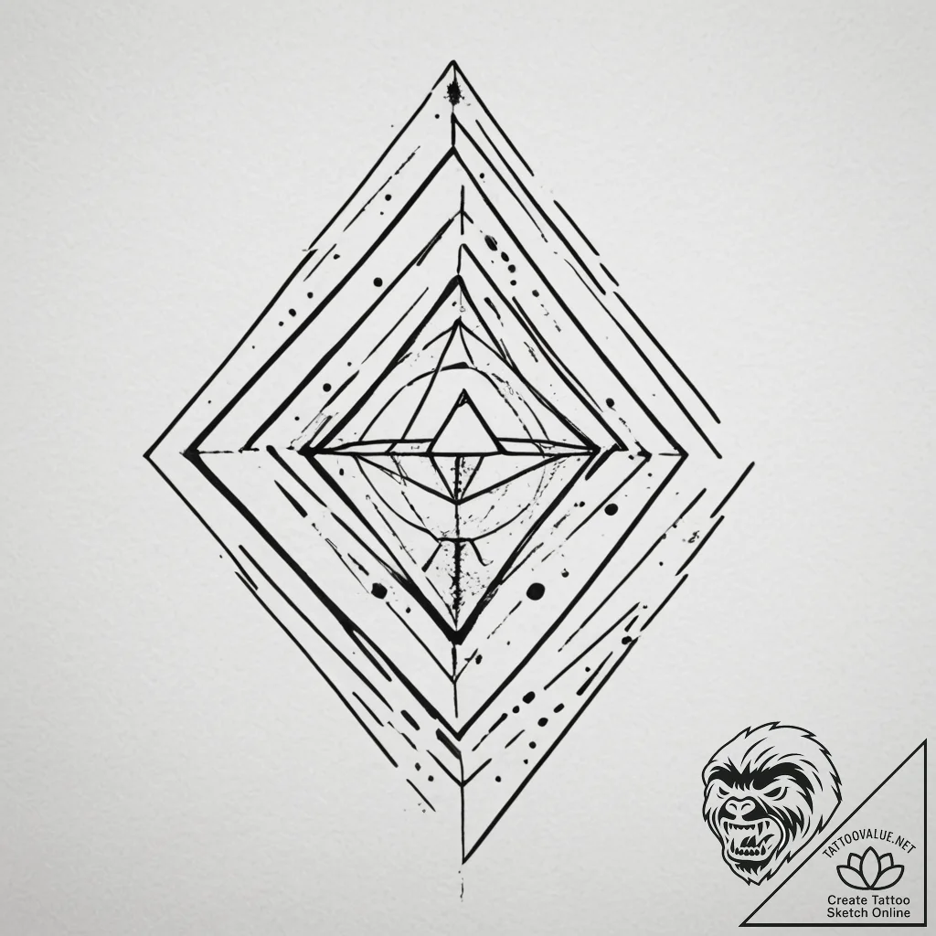 Tattoo design: a minimalist rhombus with inte... - tattoo sketch (№1754680939_0, 08.08.2025 19:22) — tattoovalue.net