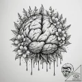 Tattoo sketch a human brain with blooming flo... - tattoo sketch (№1754682539_0, 08.08.2025 19:48) — tattoovalue.net