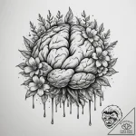 Tattoo sketch a human brain with blooming flo… – tattoo sketch (№1754682539_0, 08.08.2025 19:48) — tattoovalue.net