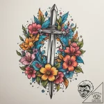 Tattoo design a broken sword piercing the gro… – tattoo sketch (№1754682938_0, 08.08.2025 19:55) — tattoovalue.net