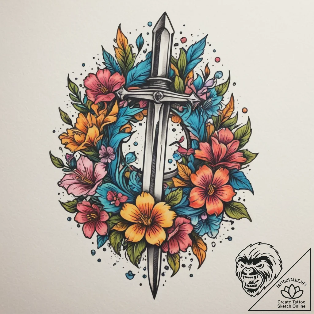 Tattoo design a broken sword piercing the gro... - tattoo sketch (№1754682938_0, 08.08.2025 19:55) — tattoovalue.net