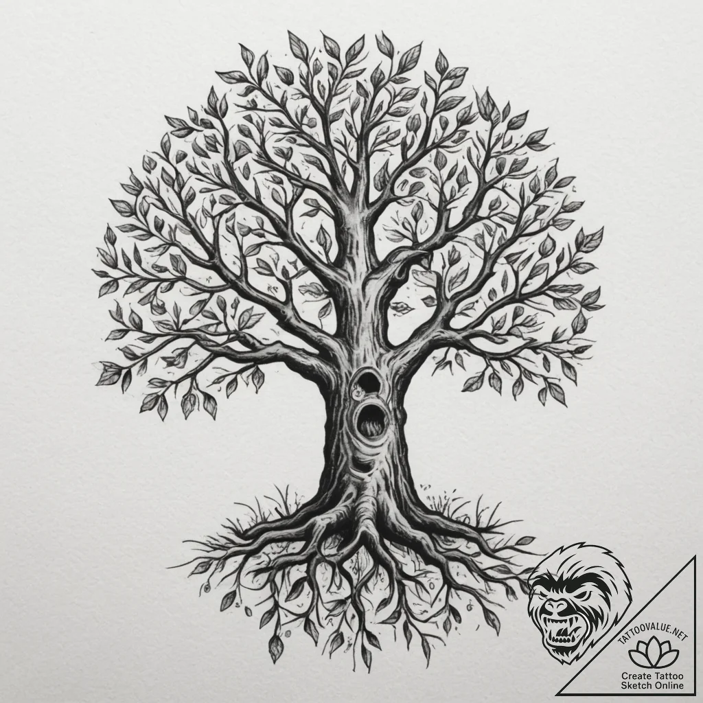 Tattoo sketch a "family tree" where names are... - tattoo sketch (№1754683138_0, 08.08.2025 19:58) — tattoovalue.net
