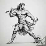 Tattoo design a powerful mythological hero (e… – tattoo sketch (№1754683945_0, 08.08.2025 20:12) — tattoovalue.net