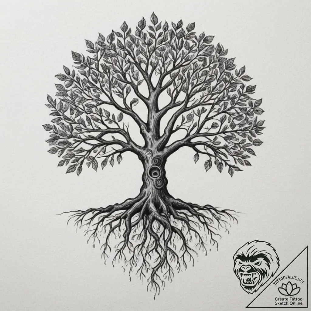 Tattoo design: a depiction of the tree of lif... - tattoo sketch (№1754684144_0, 08.08.2025 20:15) — tattoovalue.net