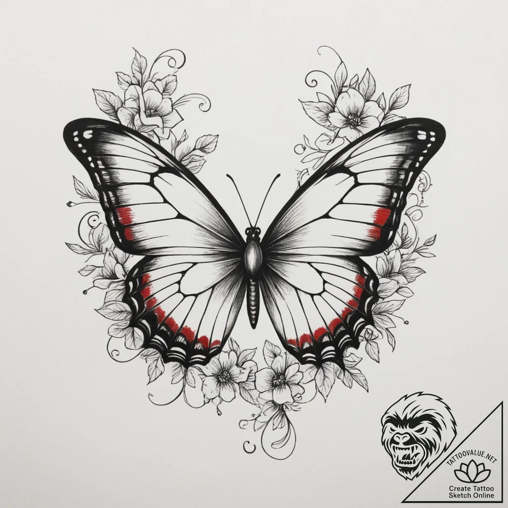 Tattoo design a butterfly whose wings are mad... - tattoo sketch (№1754684540_0, 08.08.2025 20:22) — tattoovalue.net