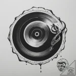 A detailed close-up of a vinyl record being p… – tattoo sketch (№1754684740_0, 08.08.2025 20:25) — tattoovalue.net