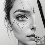 A close-up of a single tear rolling down a pe… – tattoo sketch (№1754685147_0, 08.08.2025 20:32) — tattoovalue.net