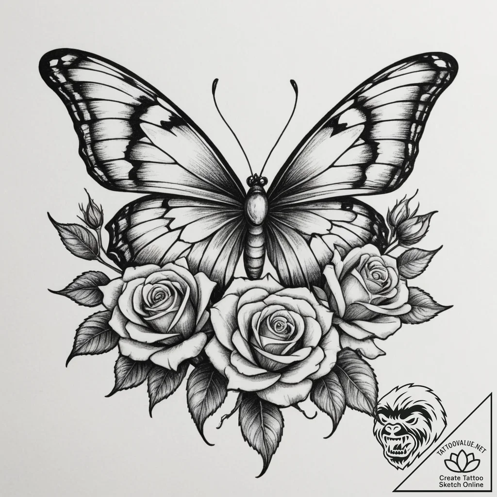 A detailed macro shot of a butterfly's wing.,... - tattoo sketch (№1754685957_0, 08.08.2025 20:45) — tattoovalue.net
