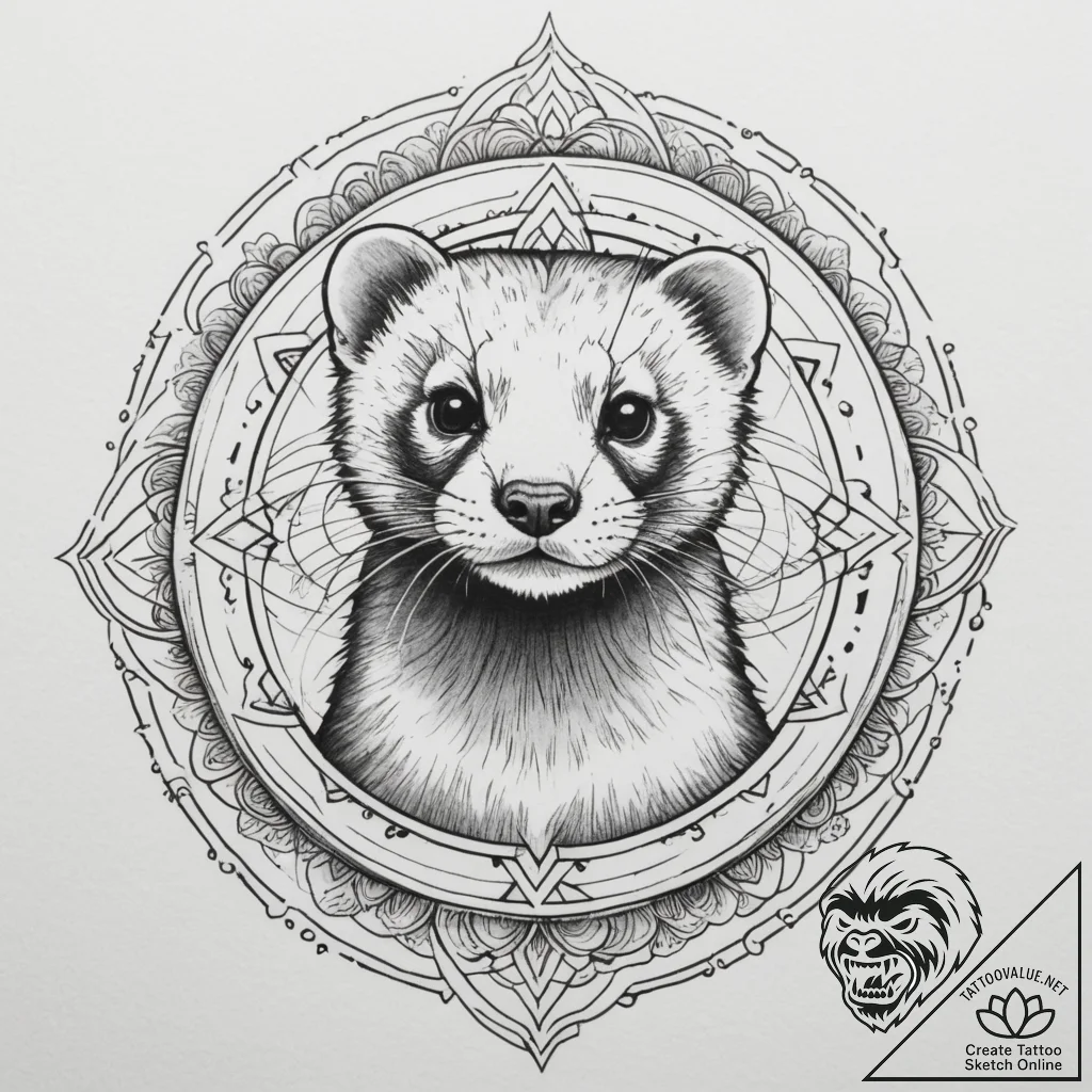 Ferret, tattoo flash sheet design, black and... - tattoo sketch (№1754686757_0, 08.08.2025 20:59) — tattoovalue.net