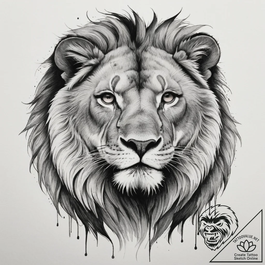 Tattoo sketch a powerful image of a lion and... - tattoo sketch (№1754687360_0, 08.08.2025 21:09) — tattoovalue.net