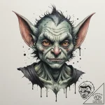 Goblin, concept art for tattoo, on a clean wh… – tattoo sketch (№1754687563_0, 08.08.2025 21:12) — tattoovalue.net