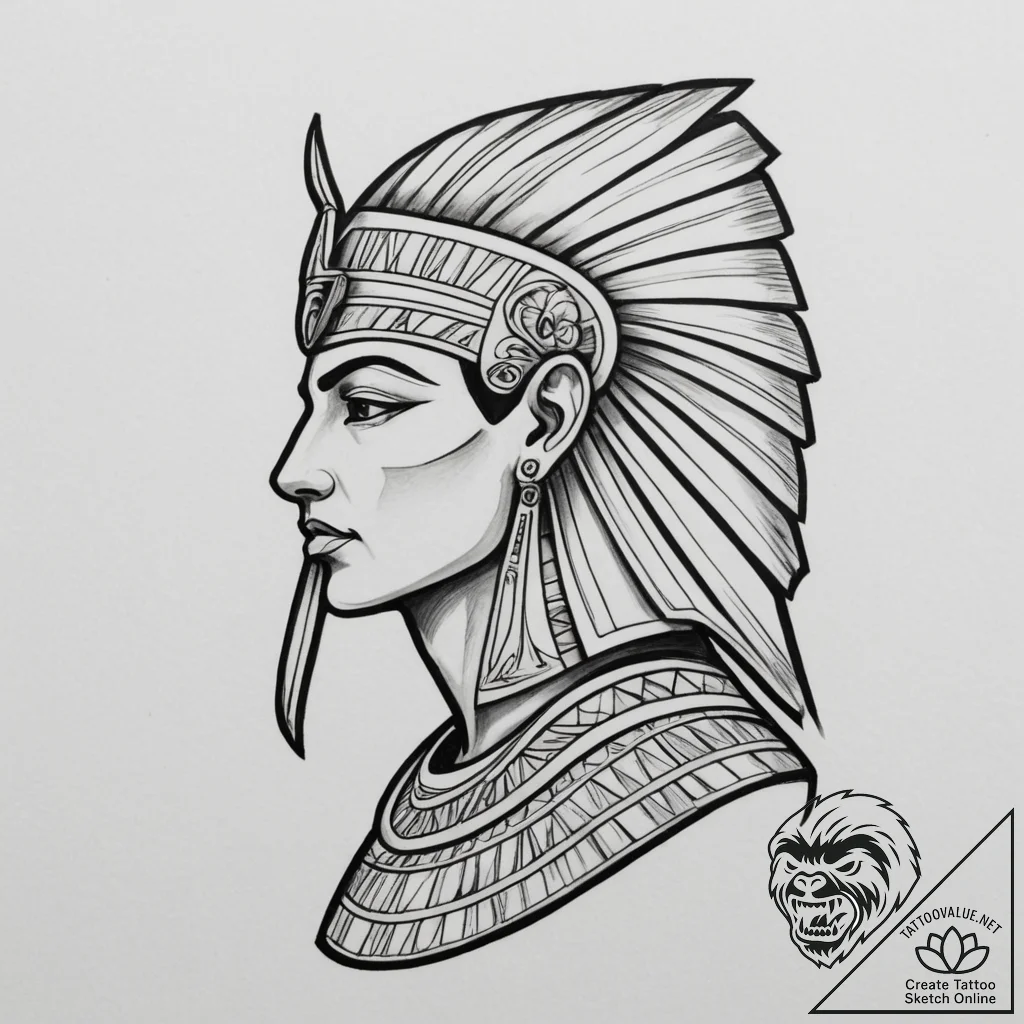 Tattoo design an ancient egyptian warrior's p... - tattoo sketch (№1754687770_0, 08.08.2025 21:16) — tattoovalue.net