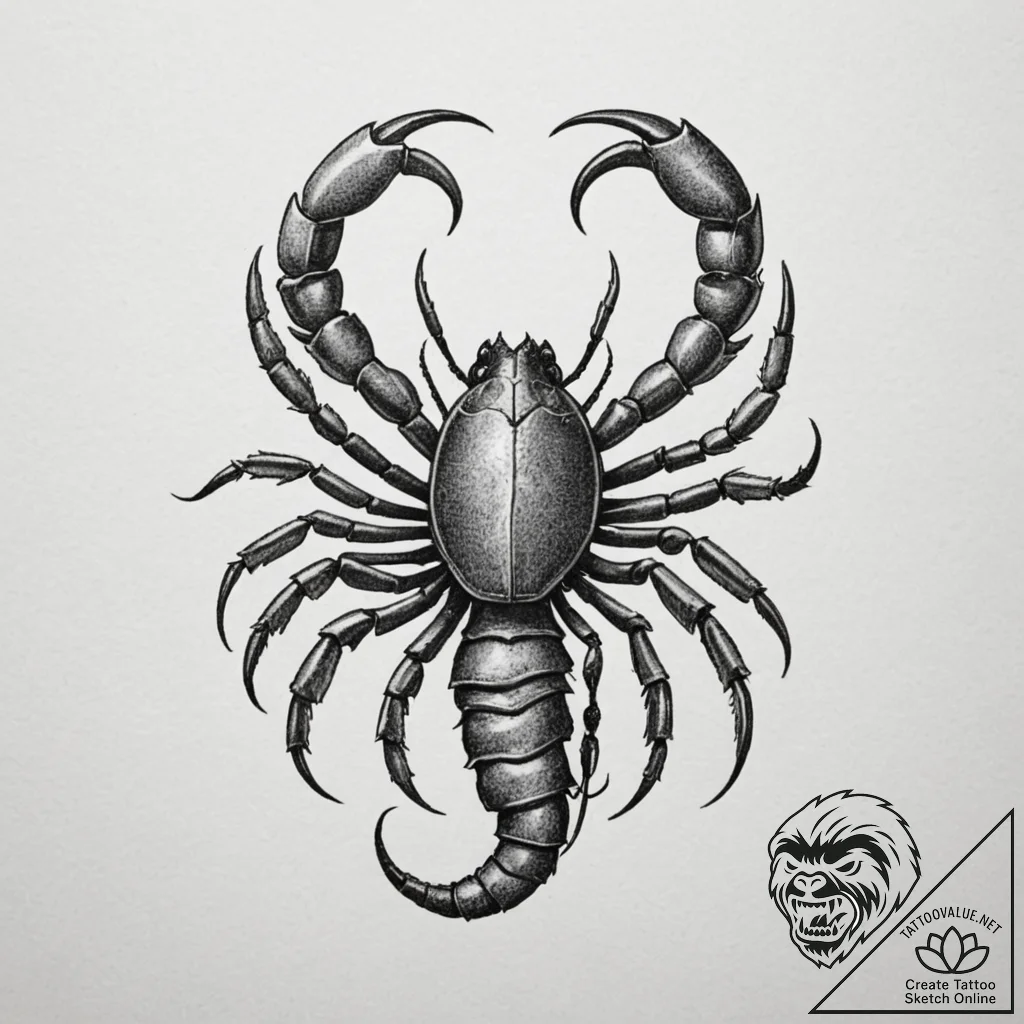 Tattoo design a menacing scorpio scorpion, wi... - tattoo sketch (№1754688166_0, 08.08.2025 21:22) — tattoovalue.net