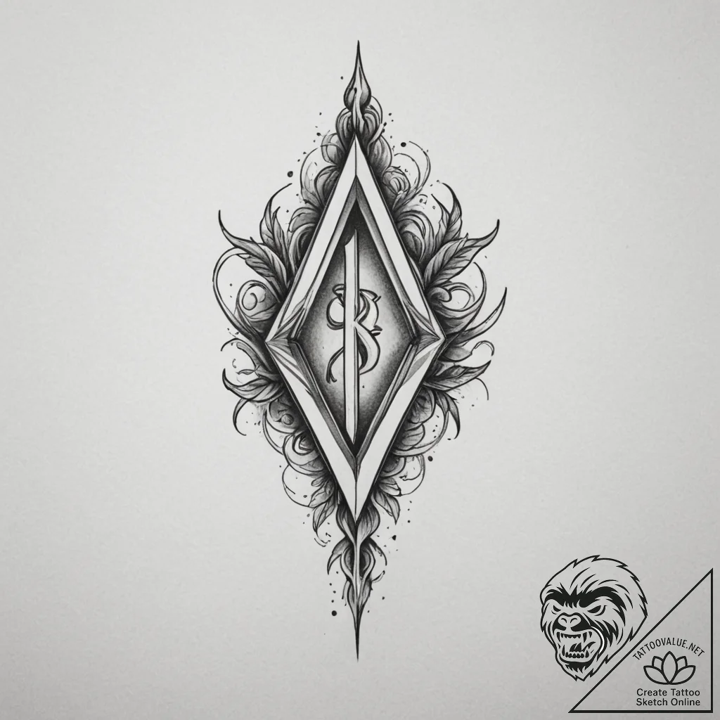 129. tattoo design: a minimalist "rod" rune,... - tattoo sketch (№1754688365_0, 08.08.2025 21:26) — tattoovalue.net