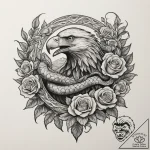 An eagle fighting a snake, tattoo line art, s… – tattoo sketch (№1754689963_0, 08.08.2025 21:52) — tattoovalue.net